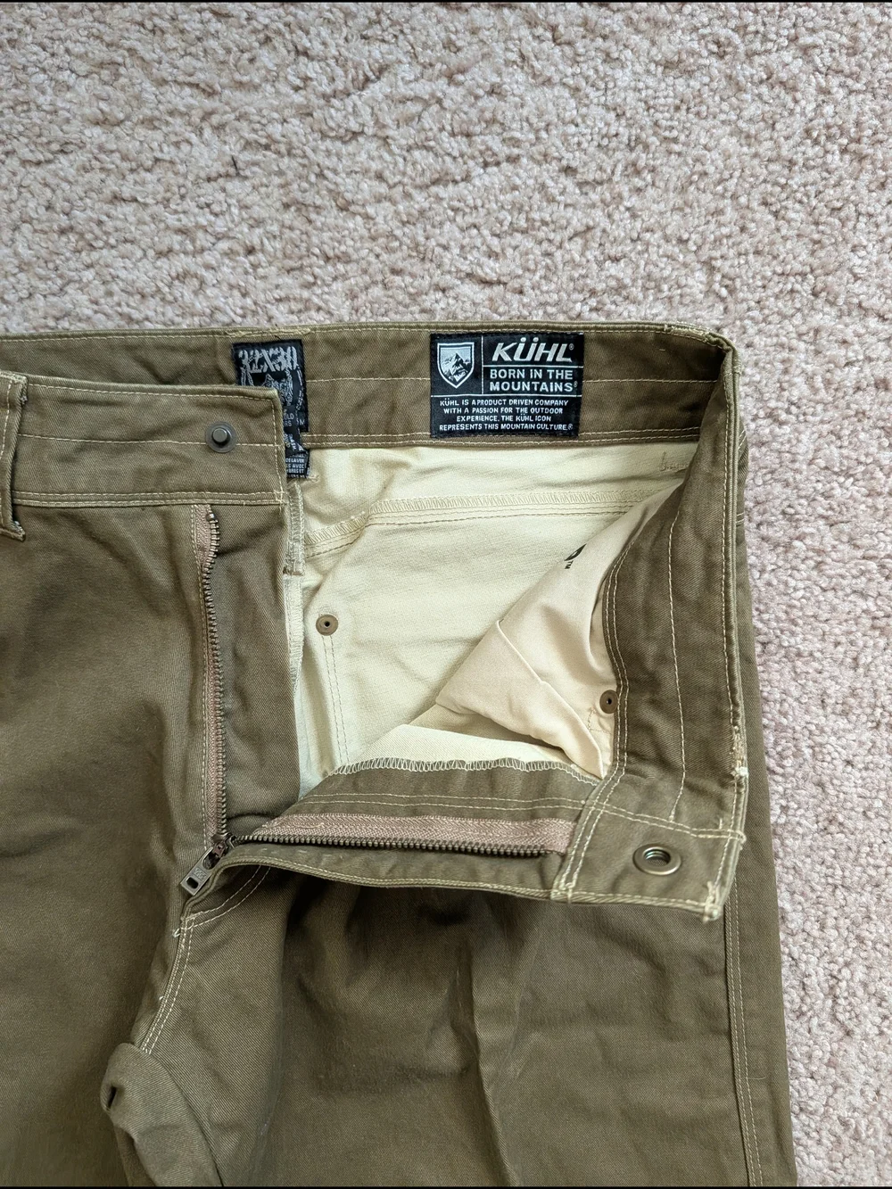 Kuhl Men Vintage Patina Olive Green Ryder Workwear Straight Leg Pants Size 32x30